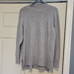 LOFT Light Gray Cowl-Style Mock Neck Sweater